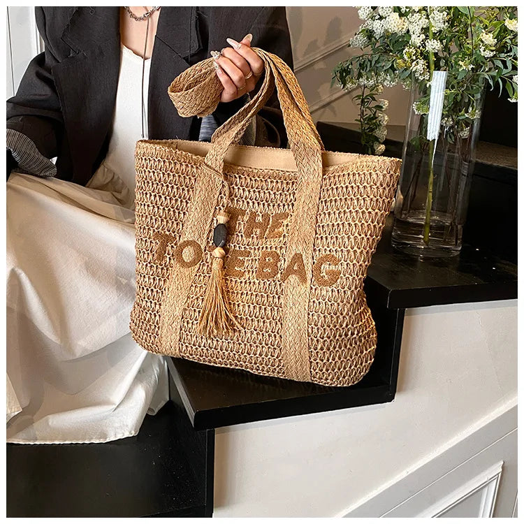 Hand-Woven Summer Handbags | Large Capacity Tote with Tassel