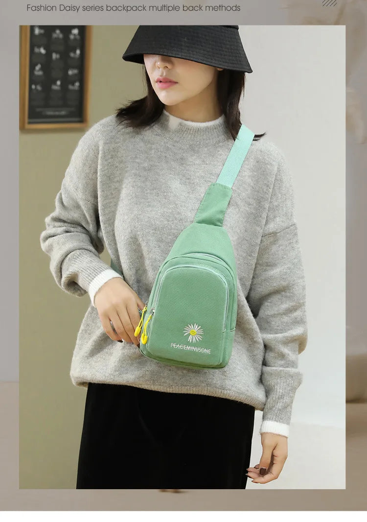 Chic Embroidered Canvas Chest Bags for Women | Versatile Crossbody Style