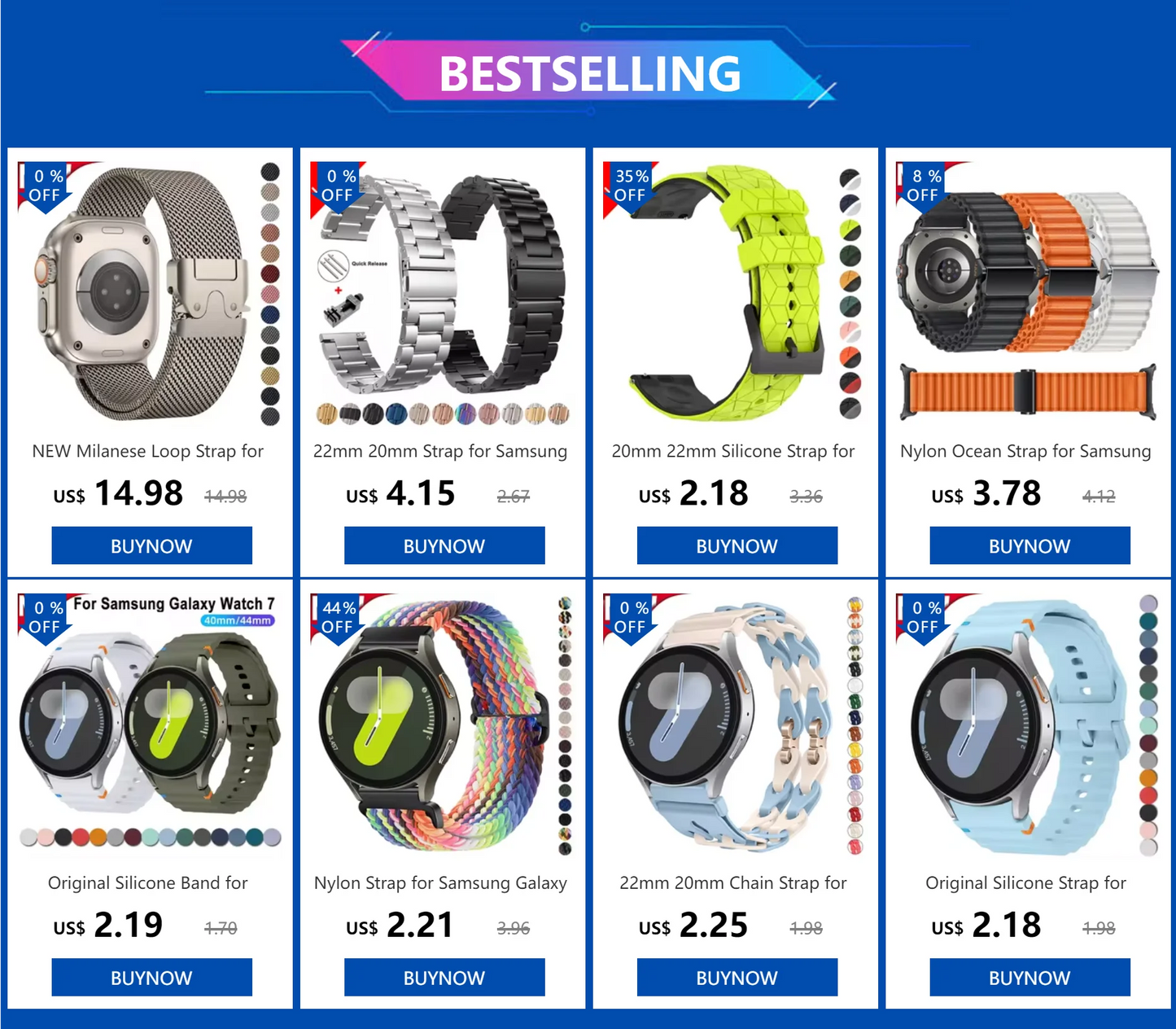 20mm 22mm Silicone Watch Strap for Galaxy & Huawei Watches