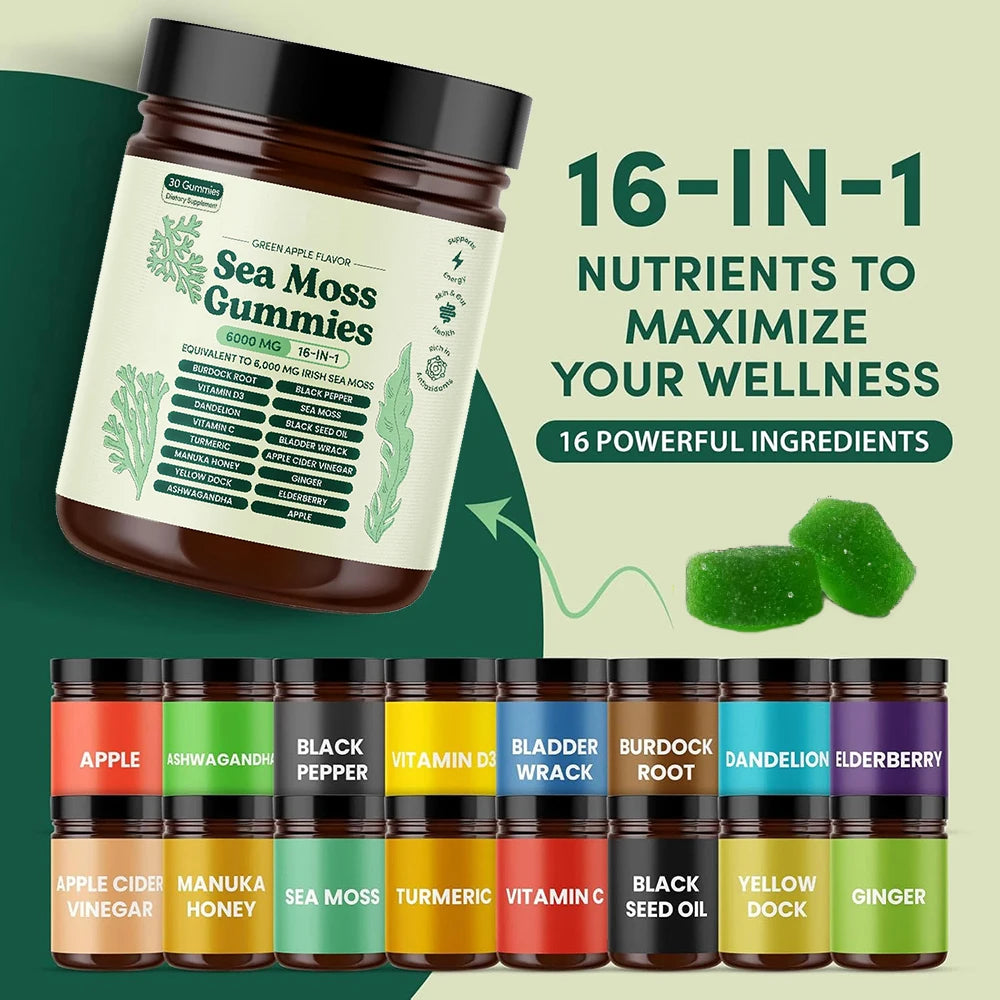 16-in-1 Sea Moss Gummies with Ashwagandha & Turmeric Blend