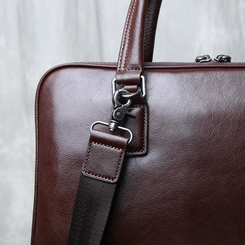 Men's Casual Leather Briefcase | Stylish Business Handbag
