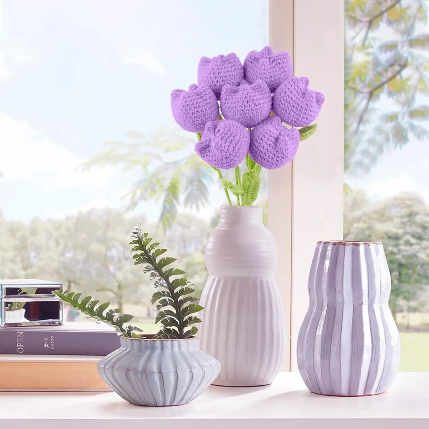 Handmade Crochet Flowers Bouquet | Vibrant Knitted Tulips
