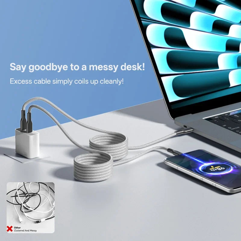 Magnetic Braided USB Type-C Car Charging Cable - 6A Data Transfer