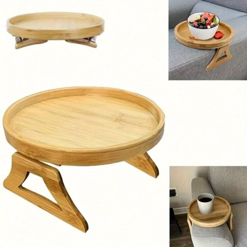 Bandeja Plegable de Madera para Reposabrazos de Sofá – Perfecta para Bebidas y Aperitivos