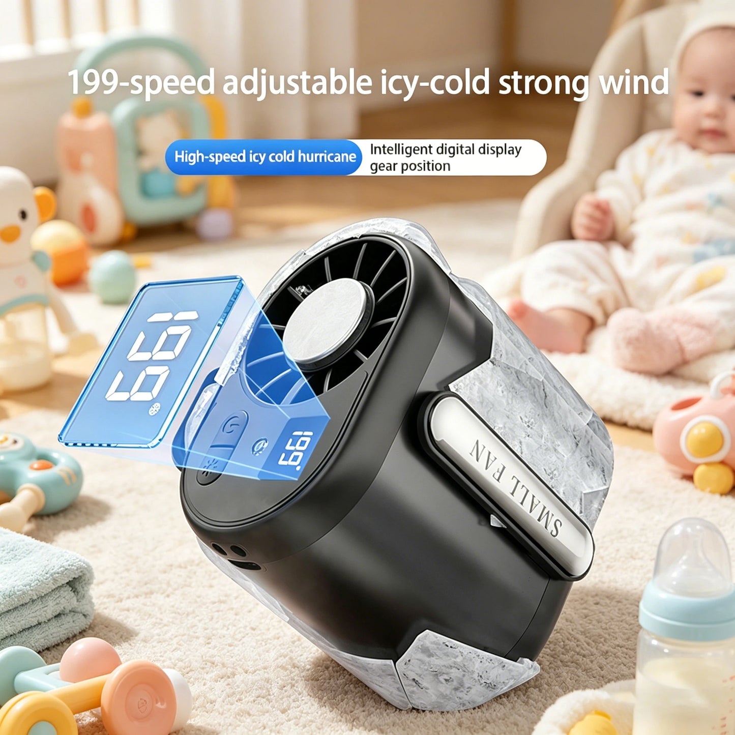 High Speed Adjustable Ice-Cool Waist Fan | Portable Cooling Solution