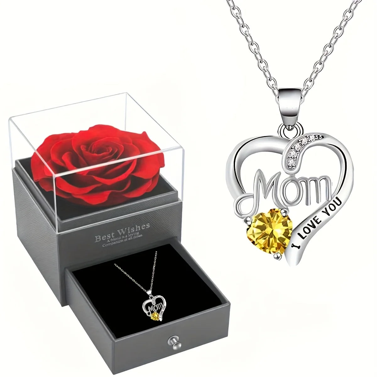 Rose Soap Gift Box with MOM Necklace | Perfect Gift for Mom