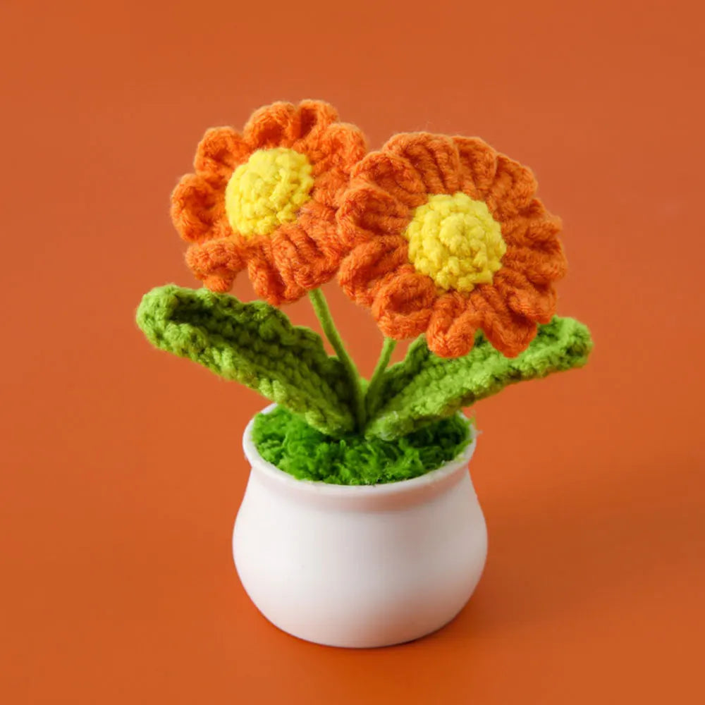 Flores de ganchillo de girasol y tulipán tejidas a mano | Encantadora decoración para el hogar