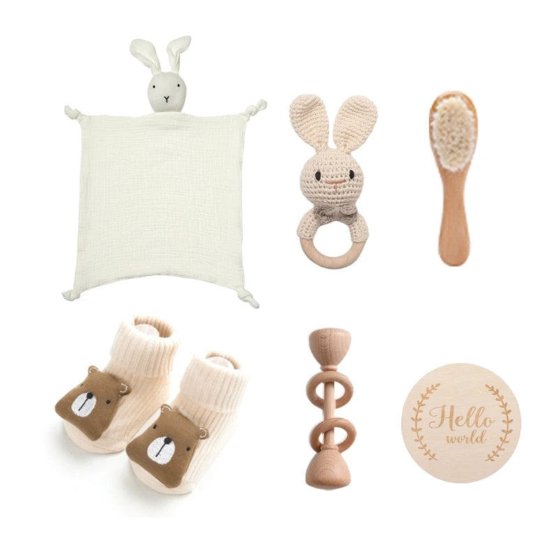 Baby Double-Sided Cotton Blanket Bath Set | Perfect Newborn Gift