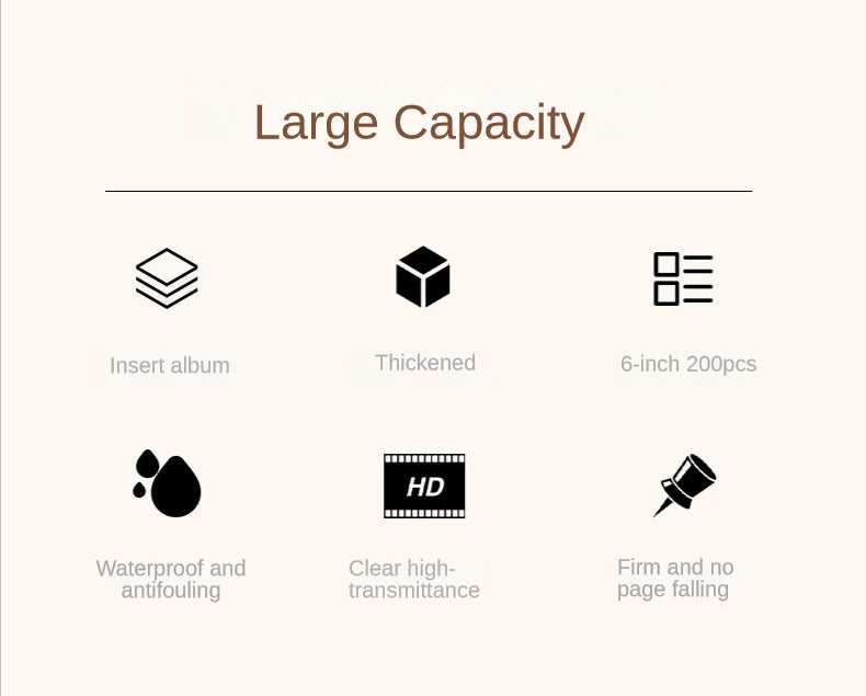 200pcs 6-inch Fabric Photo Album | Large Capacity Family Keepsake