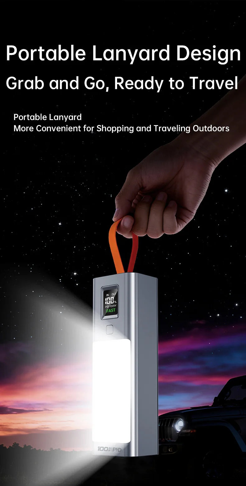 100W Power Bank 100000mAh with Headlamp | Fast Charging External Battery