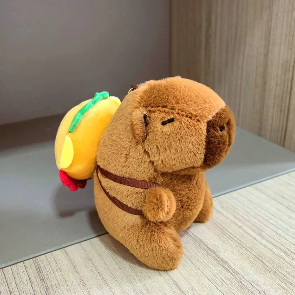 Capybara Plush Toy with Hoodie Wings Small Stuffed Animal Keychain Doll