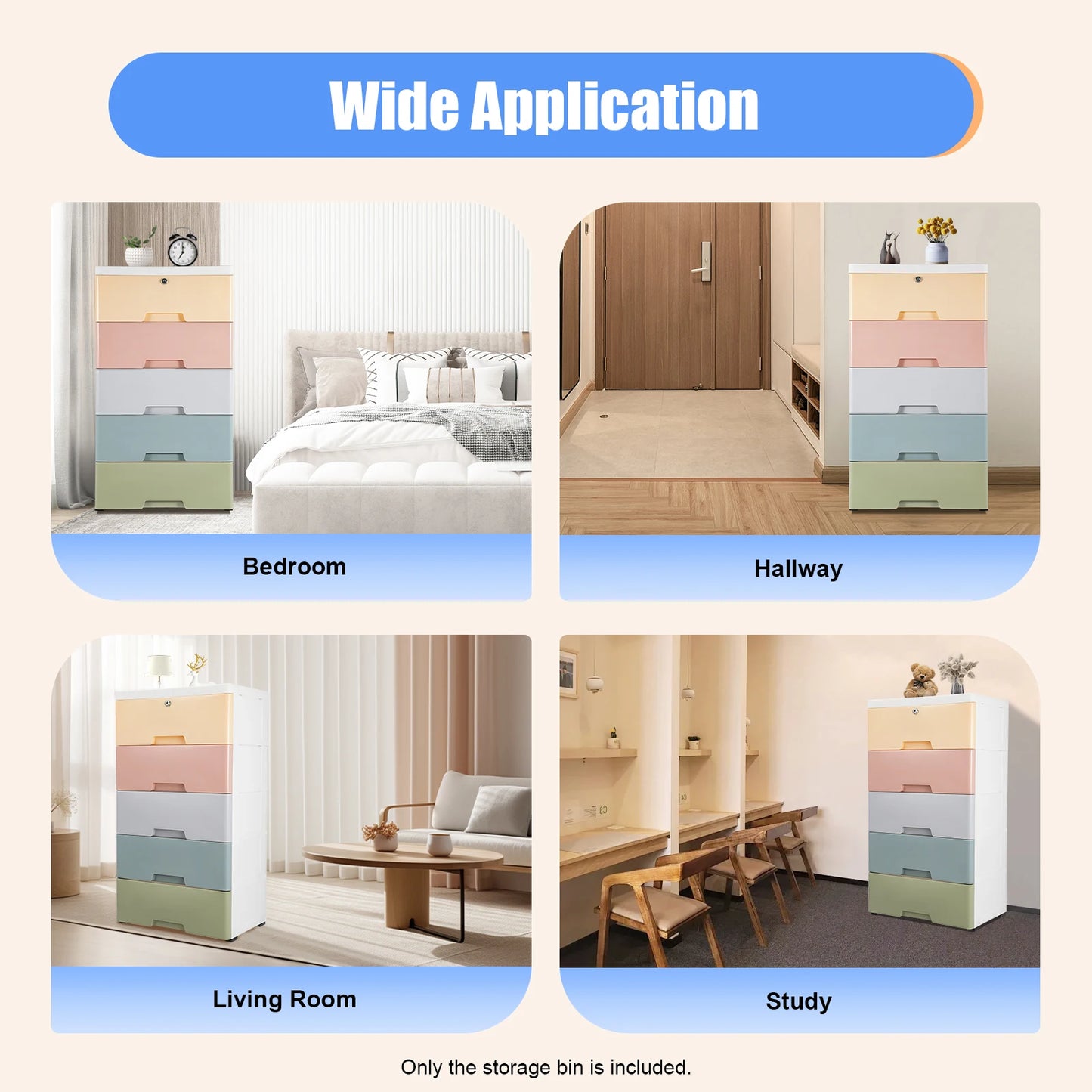 5-Drawer Plastic Storage Cabinet | Large Capacity Organization