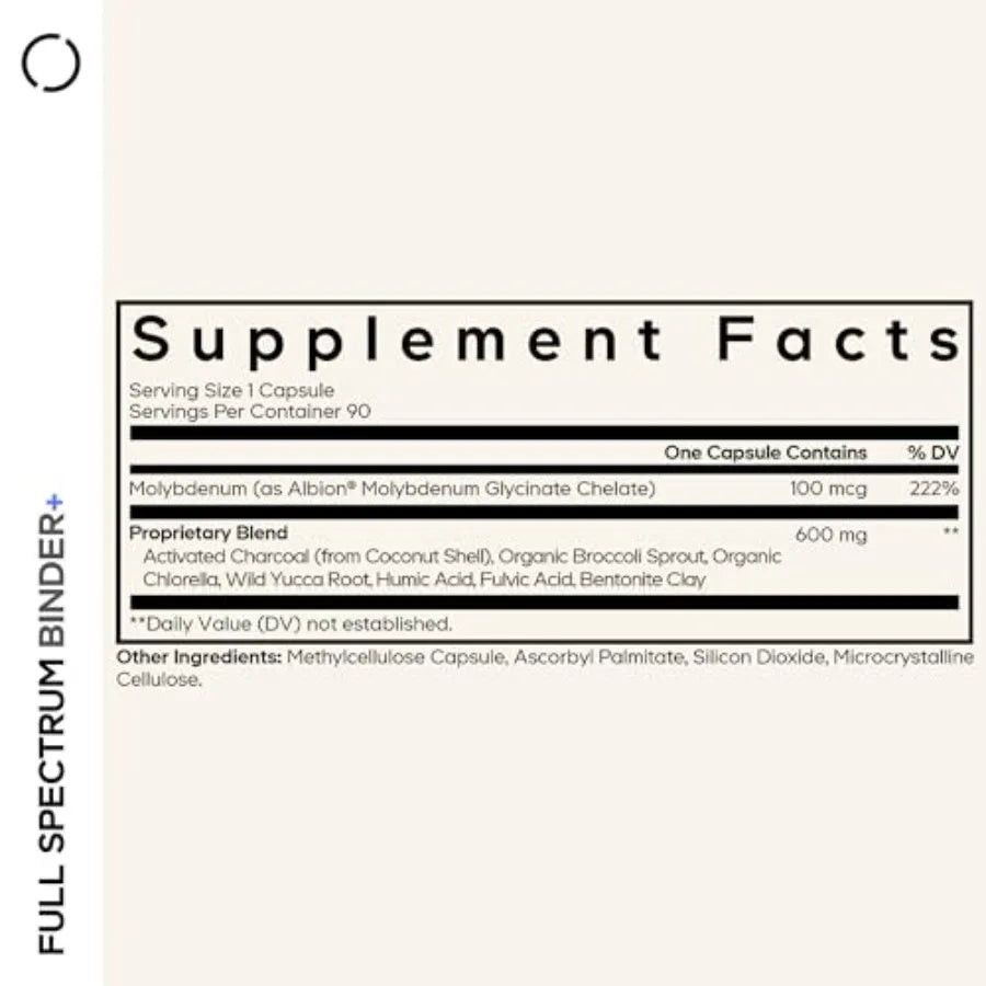 Binder + Systemic Binder Supplement - Activated Charcoal Pills Bentonite Clay Mineral Powder Fulvic and Humic Acids Molybdenum