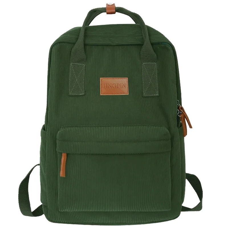 Trendy Multi-Color Corduroy Backpack | Casual Versatile School Bag