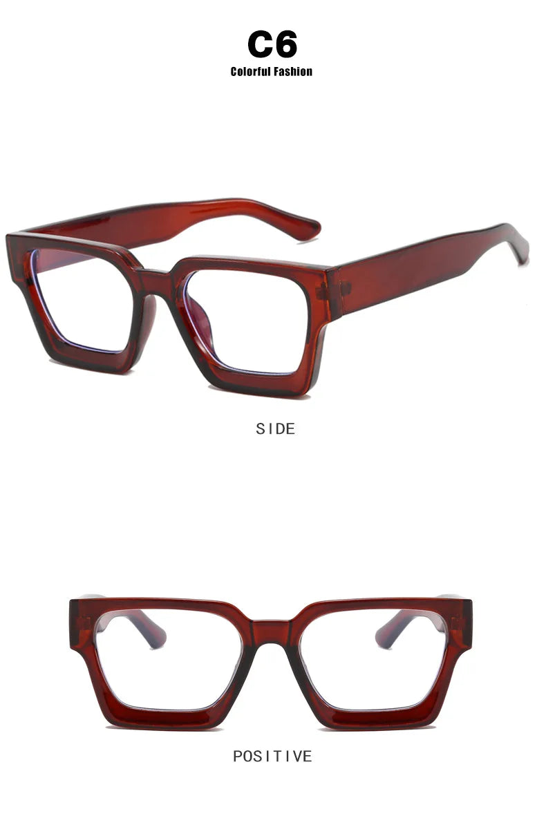 Stylish Square Concave Frame Blue Light Reading Glasses for Women