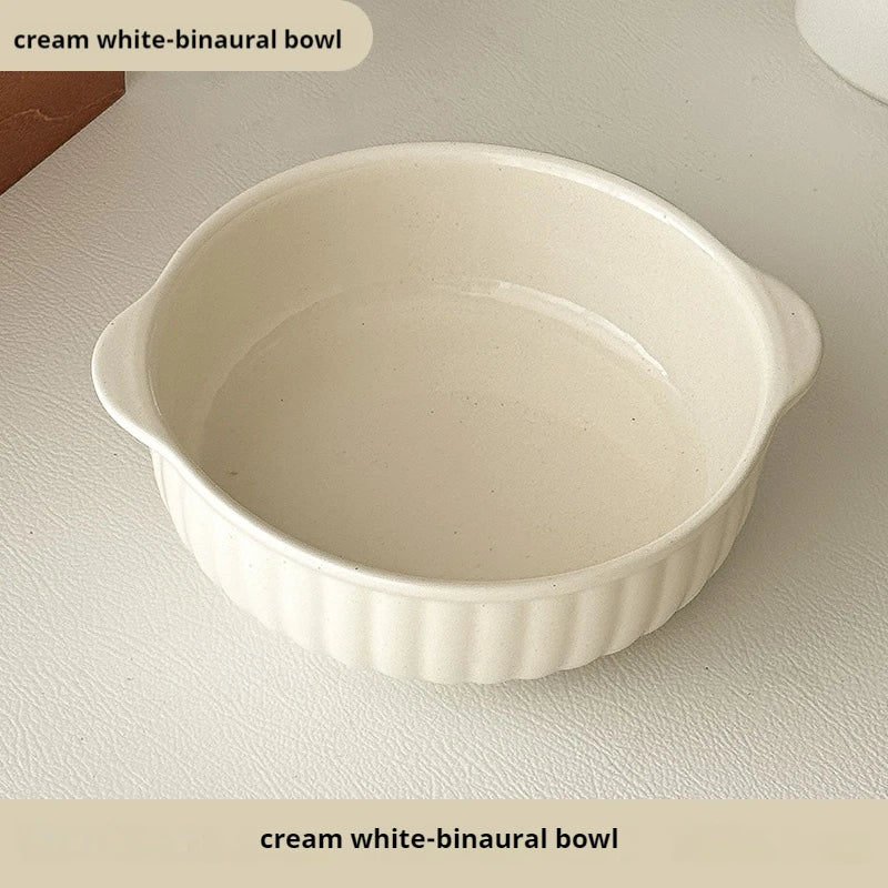 Double-Ear Ceramic Bowl | Safe for Oven, Microwave & Dishwasher