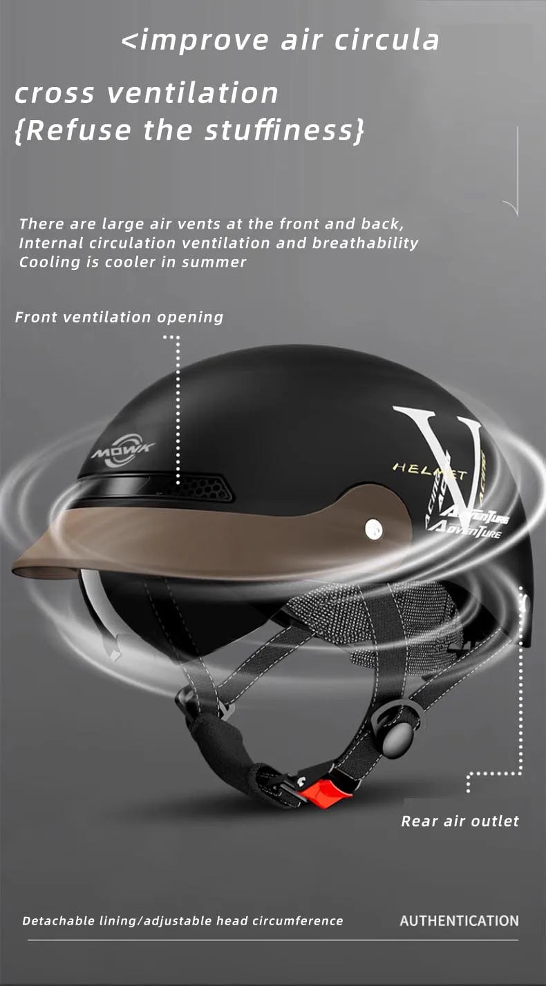Summer Breathable Open Face Motorcycle Helmet for Adults