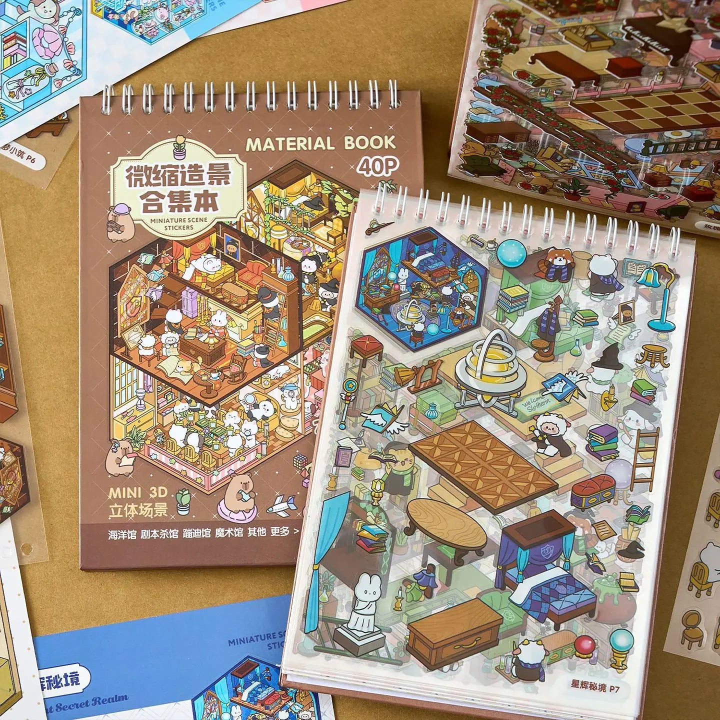 3D Miniature Scene Sticker Book for DIY Crafting & Scrapbooking
