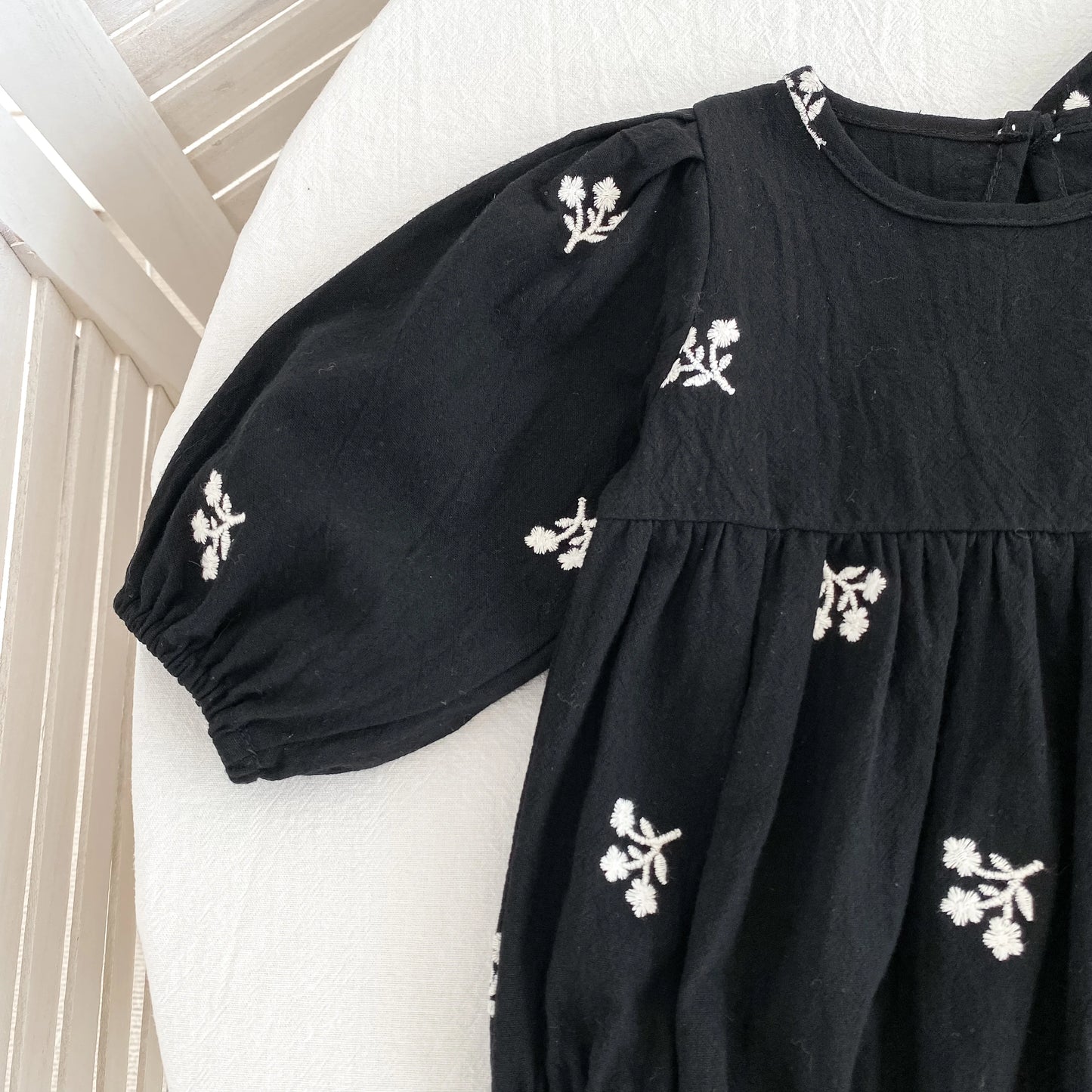 Baby Girls Embroidered Bow Romper | Cozy Autumn Jumpsuit