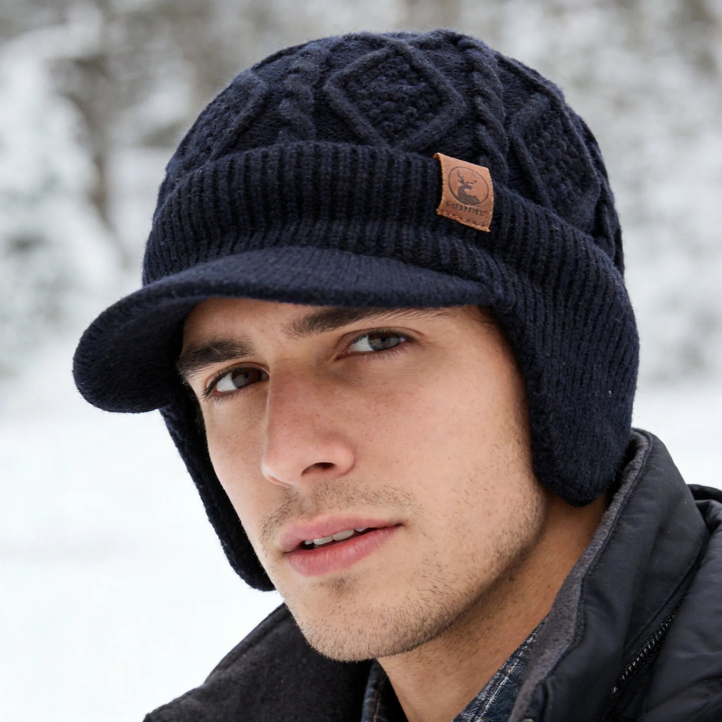 Unisex Fleece Lined Earflap Beanie Hat | Stylish Warm Winter Cap