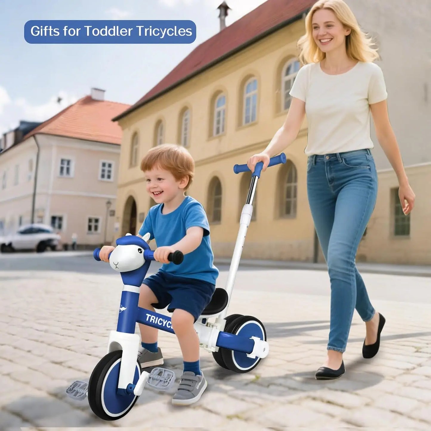 5-in-1 Toddler Tricycle | Adjustable Balance Bike Push Toy