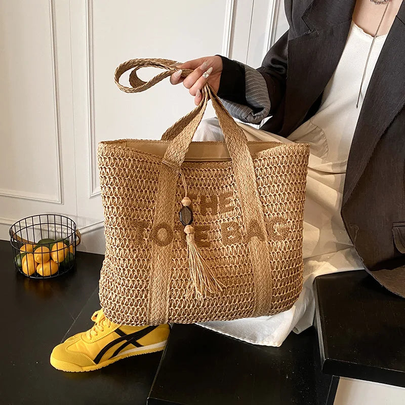 Hand-Woven Summer Handbags | Large Capacity Tote with Tassel