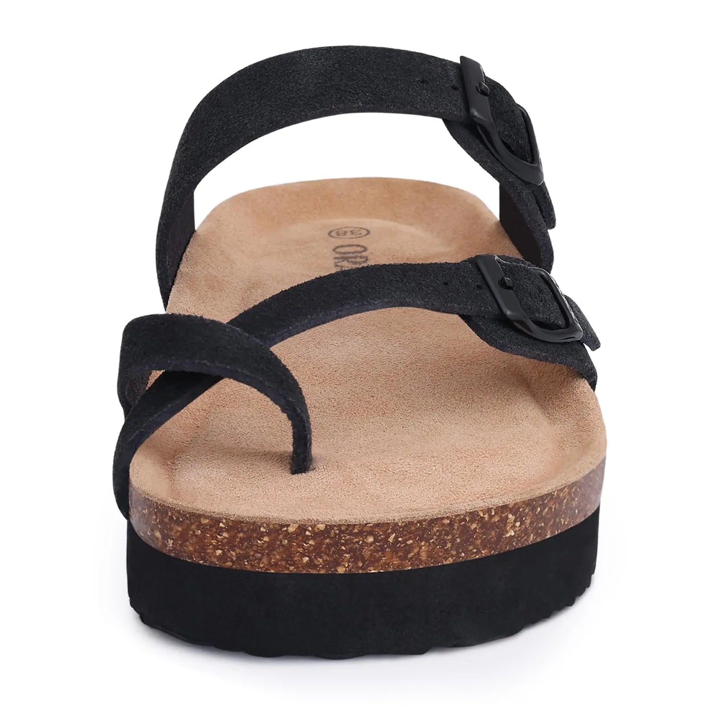 Women's Suede Sandals | Adjustable Buckle Cork Platform Footwear