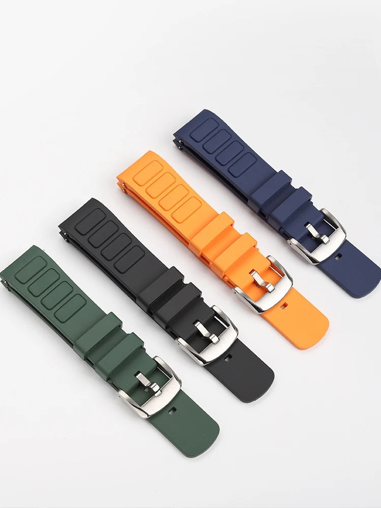 22mm Rubber Watch Strap | Stylish Black/Grey Fluoroelastomer Band