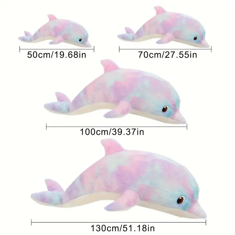 Cute Colorful Dolphin Plush Toy | Soft Cartoon Throw Pillow