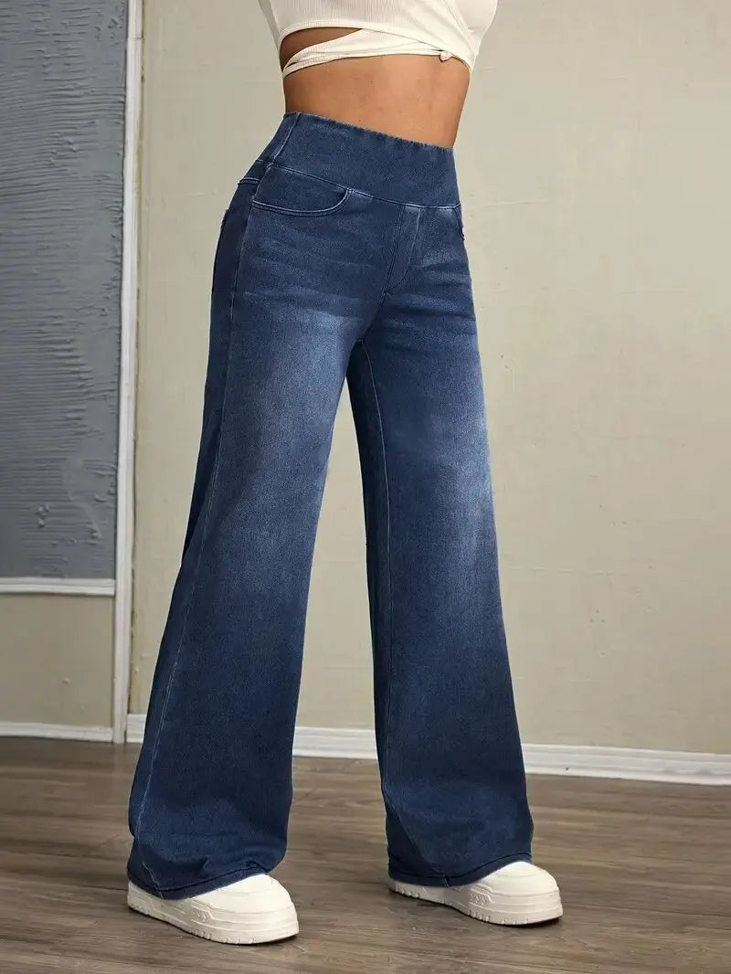 Women's High Stretch Loose Straight-Leg Jeans | Trendy & Comfortable