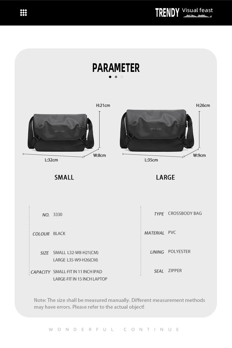 Waterproof Minimalist Men's Crossbody Messenger Bag for Travel