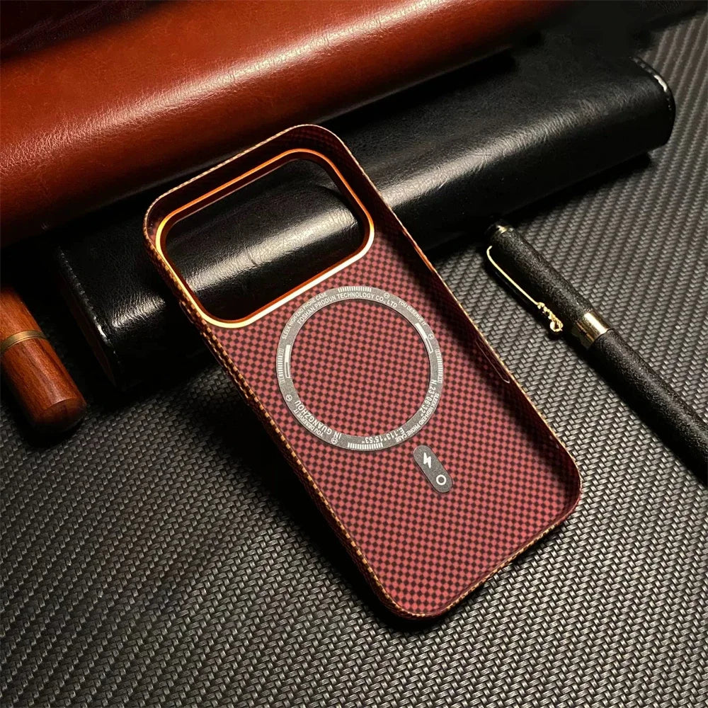 Magnetic Carbon Fiber Phone Case for iPhone 17 16 15 Pro Max
