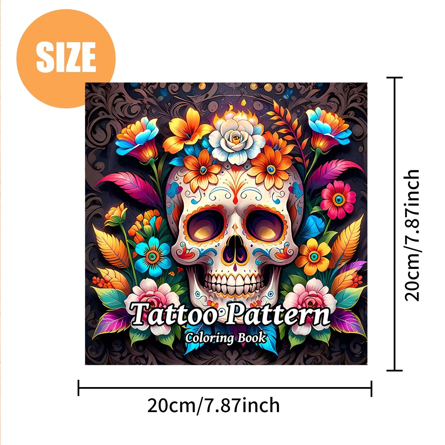 Tattoo Pattern Coloring Book | Skull in Rose Abstract Art
