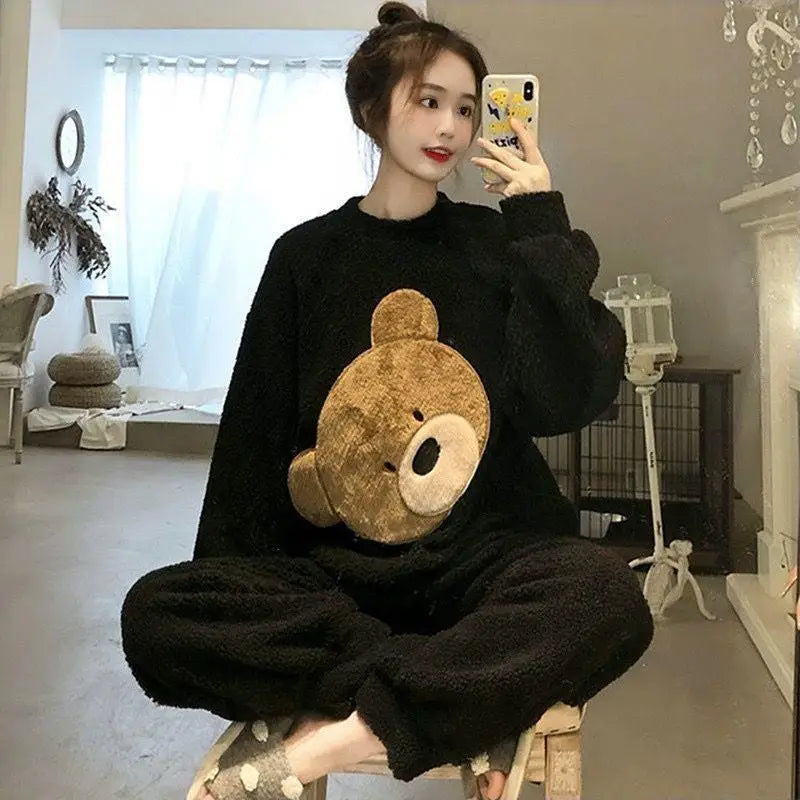 Women's Cozy Flannel Two Piece Winter Pajama Set | Cute Cartoon Design