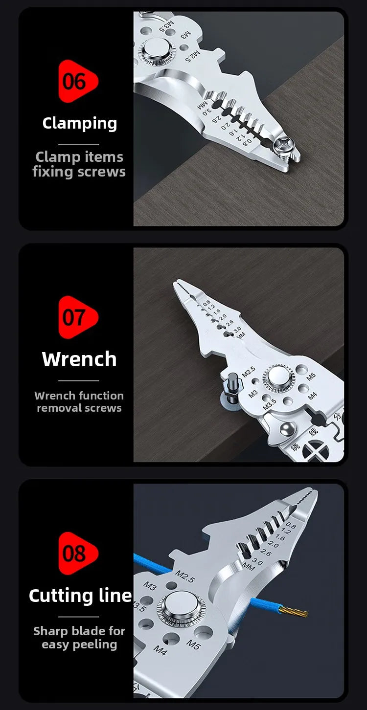 8.5 Inch Heavy Duty Multi-Functional Wire Stripper Cutter Pliers