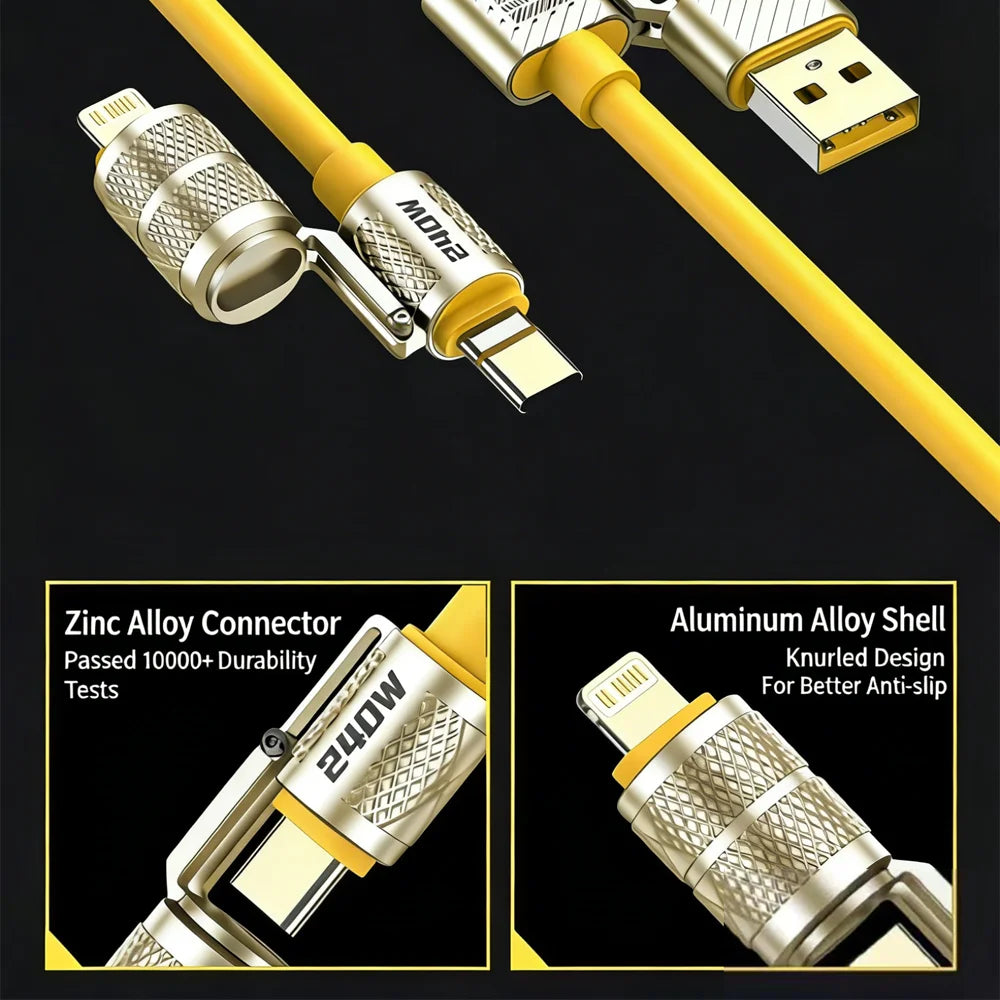4-in-1 Fast Charging Data Cable - Type-C to Type-C Connection