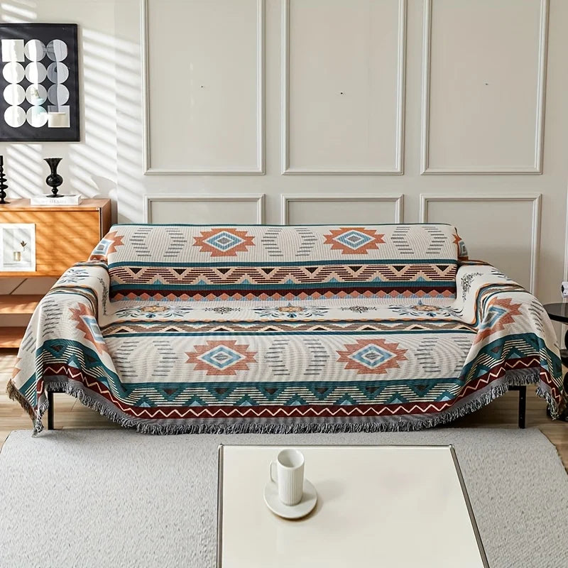 Bohemian Cotton Linen Sofa Cover | Stylish Outdoor Blanket