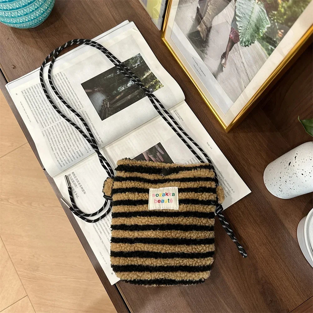 Cute Plush Dot Crossbody Bags for Women | Portable Shoulder Bag