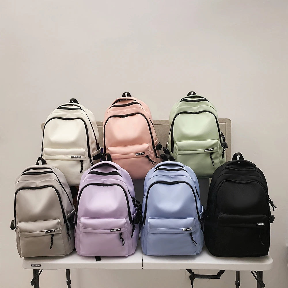 Large Capacity Solid Color Backpack for Students | Travel Ready