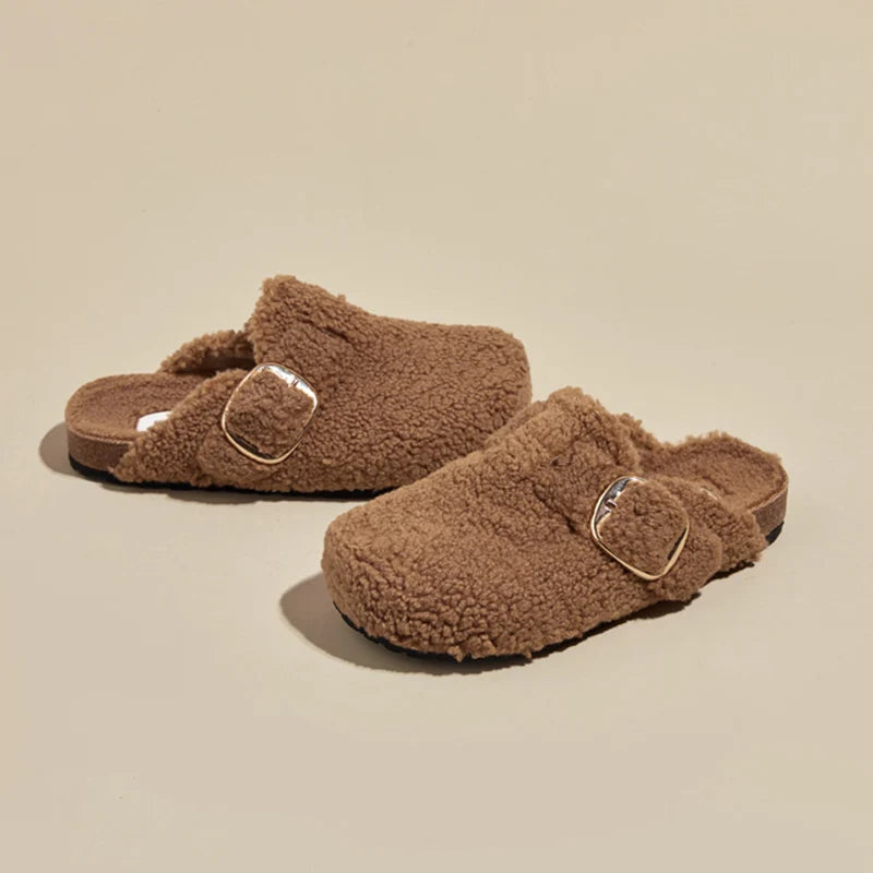 Women's Warm Faux Lamb Wool Mules Slippers for Ultimate Comfort