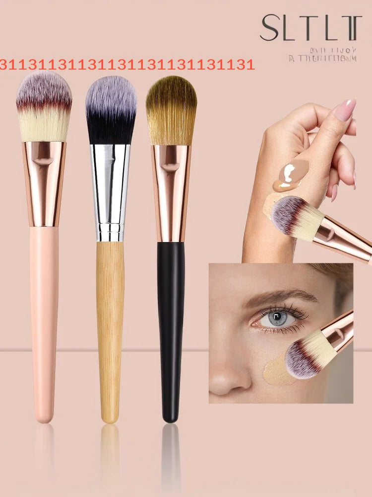 Multifunction Wooden Handle Facial Foundation Brush | Soft Fiber Makeup Mask Brush Tool 2026