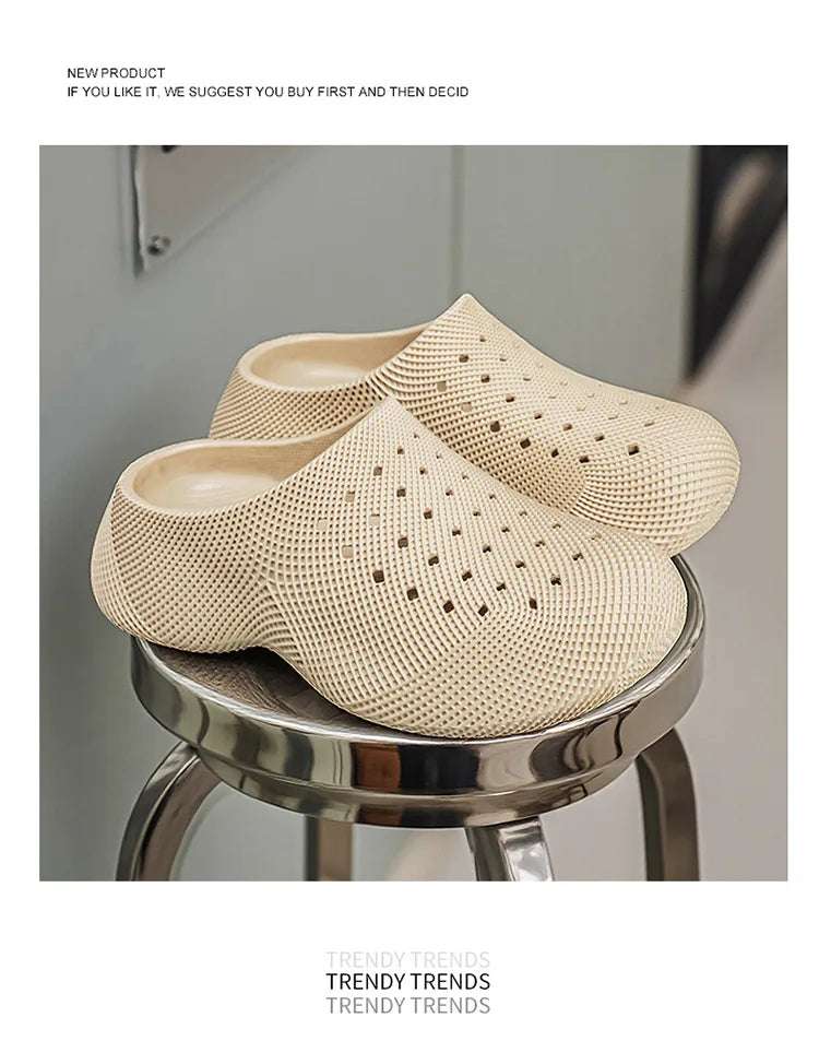 Generic Closed Toe Clogs 3d Printed Thick Sole Non Slip Soft Cushion Casual Summer Outdoor Slippers For Men Women Couple