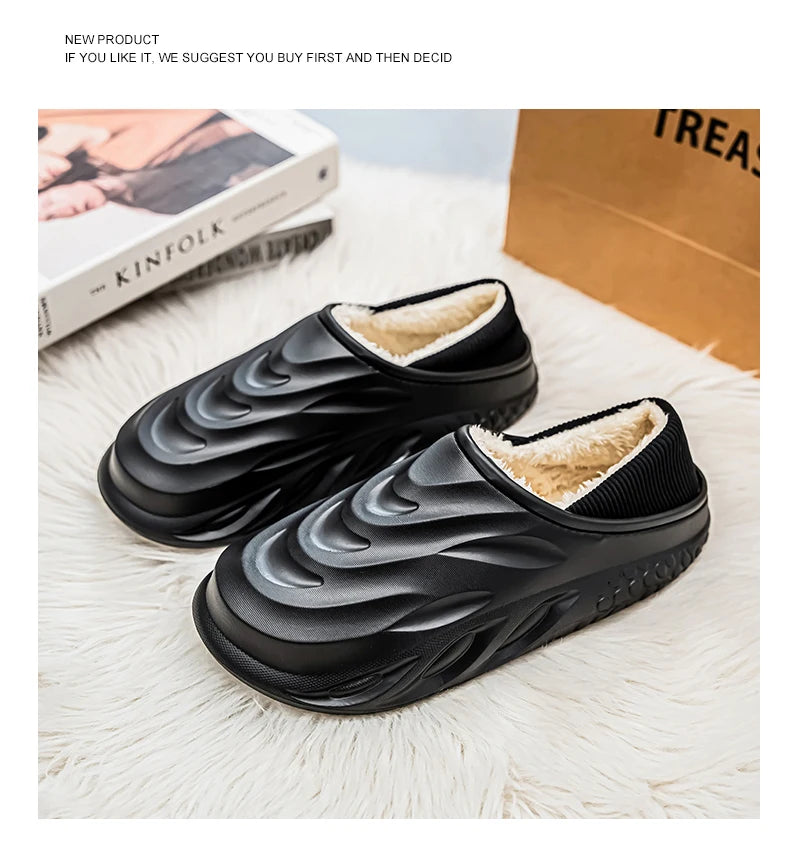 Men’s Velvet-Lined Winter Slippers | Cozy Non-Slip House Shoes