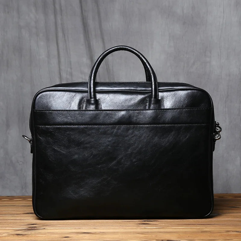 Maletín de cuero genuino vintage para hombre | Bolso para portátil de gran capacidad