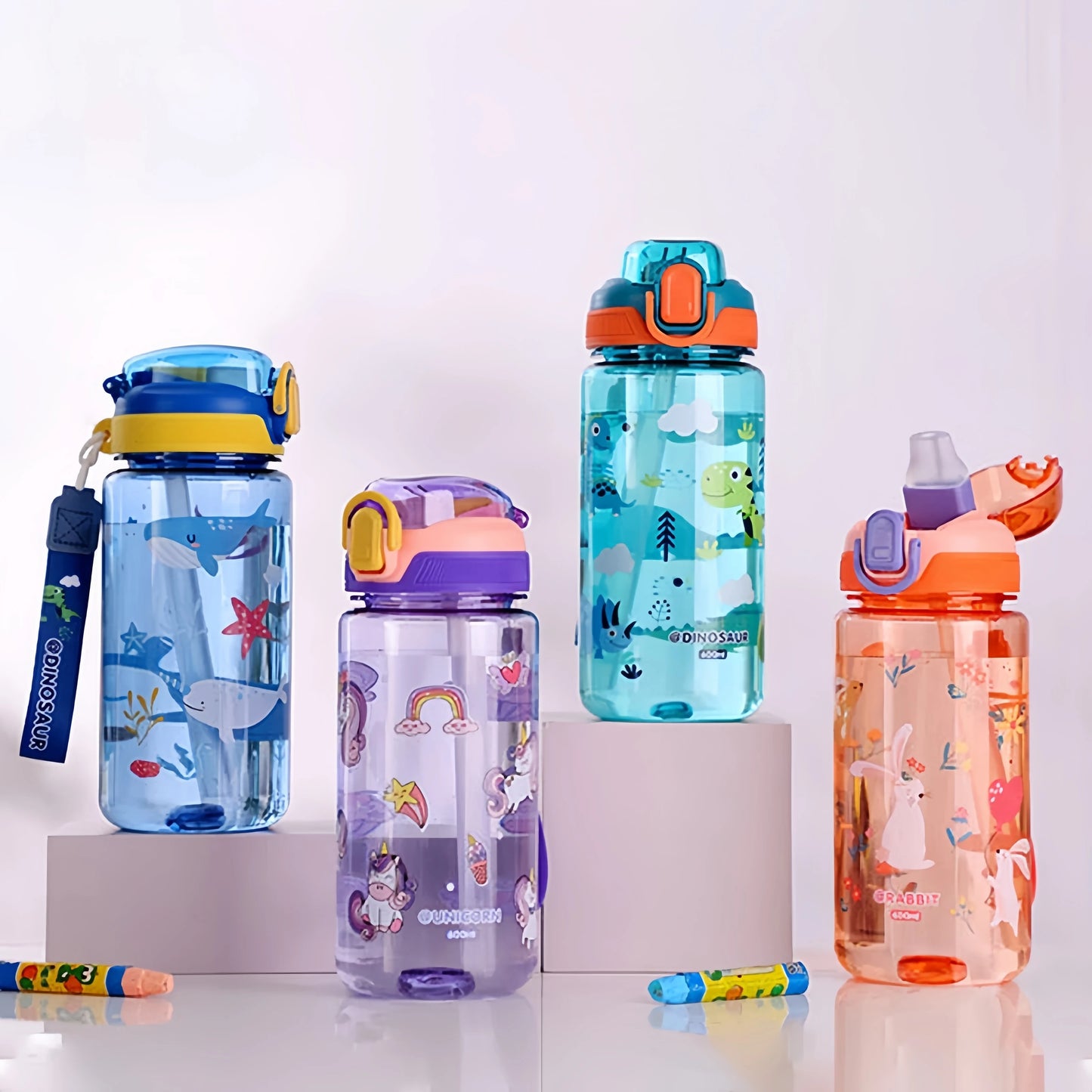 Kids Dinosaur Water Bottle | Leakproof Sippy Cups with Straw