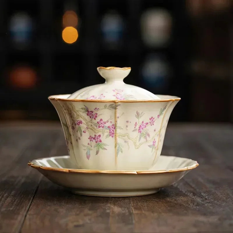 Retro Ceramic Tea Brewing Cup Set | Elegant Anti-Scald Teacup