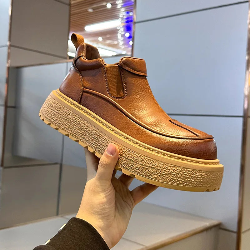 Men's Warm Leather Boots | Trendy Winter Workwear Footwear