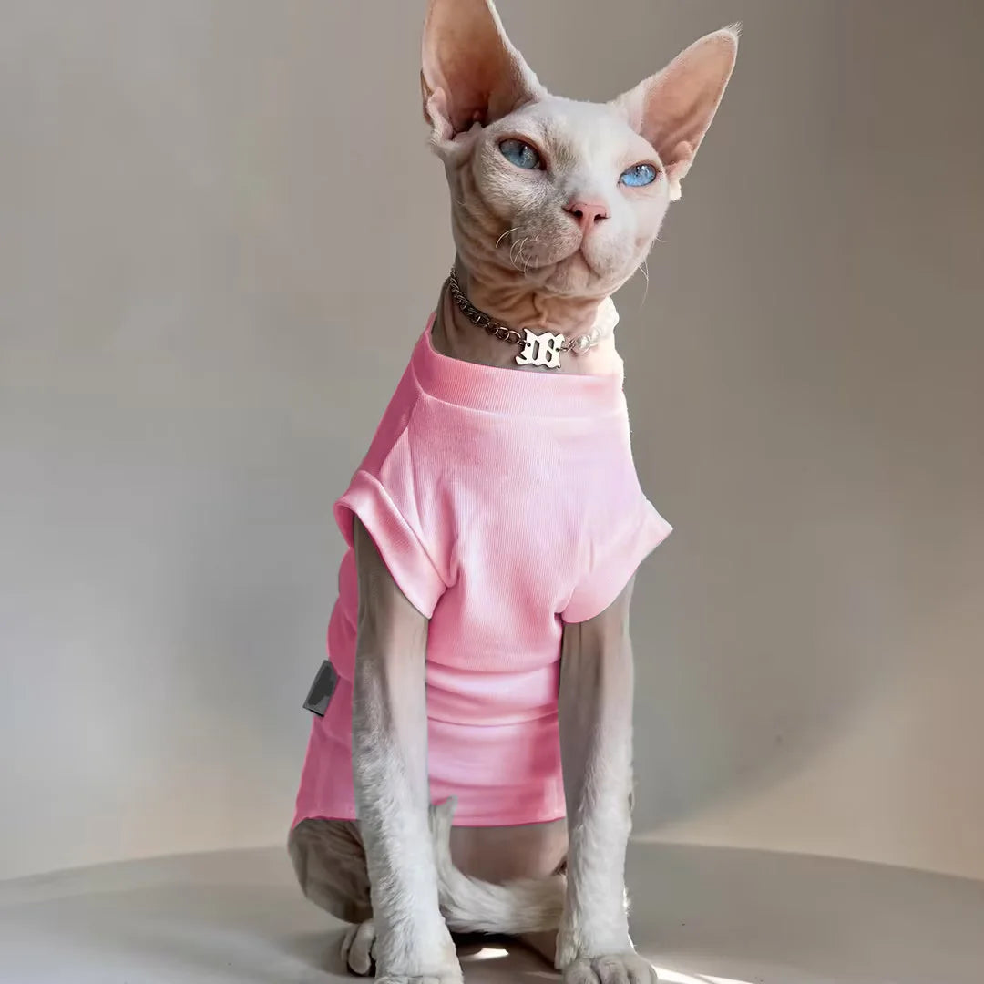 Chaleco de algodón suave para gatos sin pelo | Ropa elegante de verano para gatos