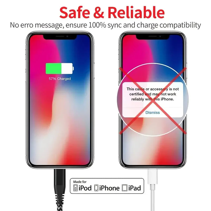 MFi Certified Fast Charging USB C to Lightning Cable - Durable Nylon