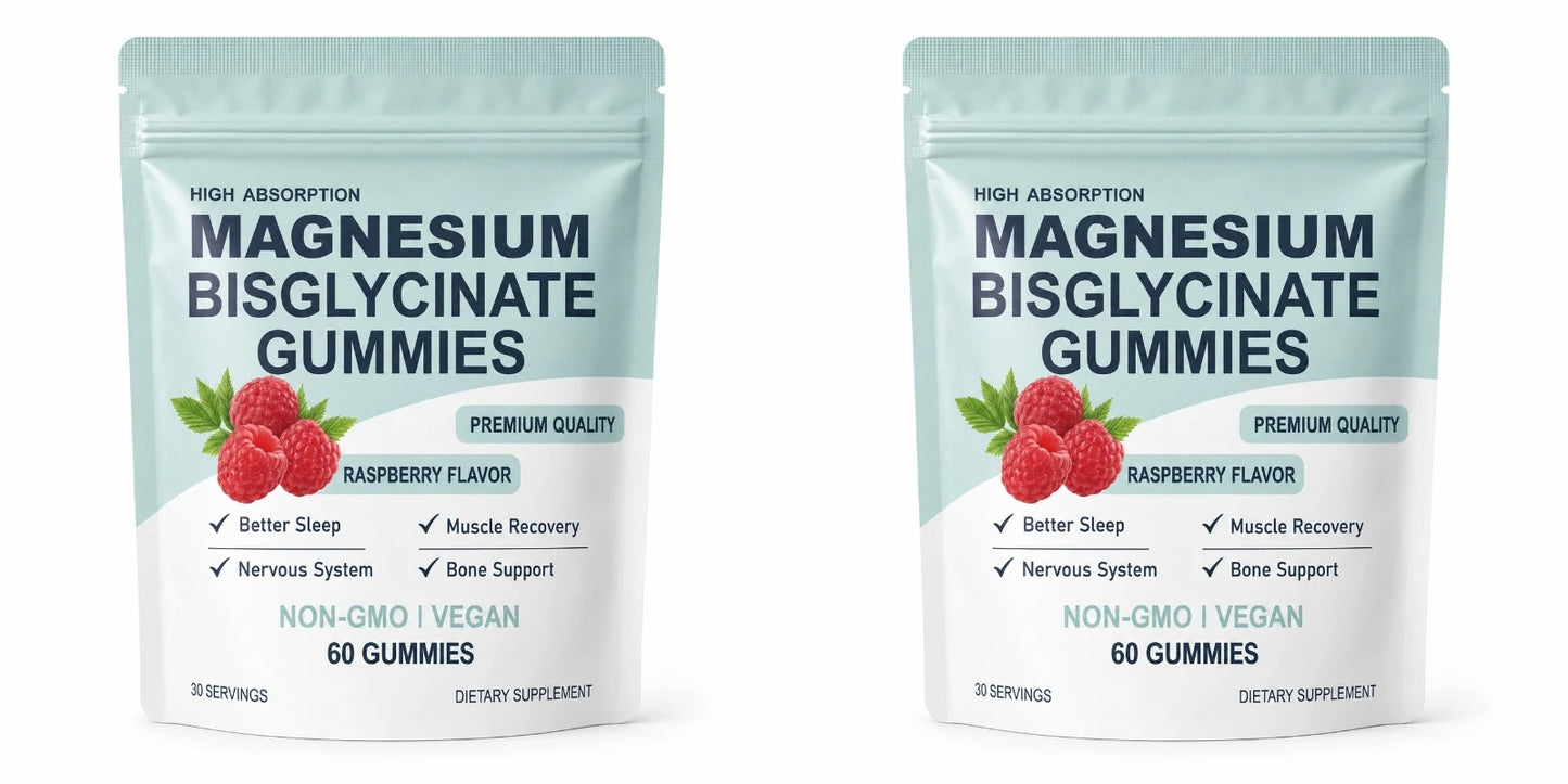 High Absorption Magnesium Bisglycinate Gummies | Vegan Raspberry Flavor